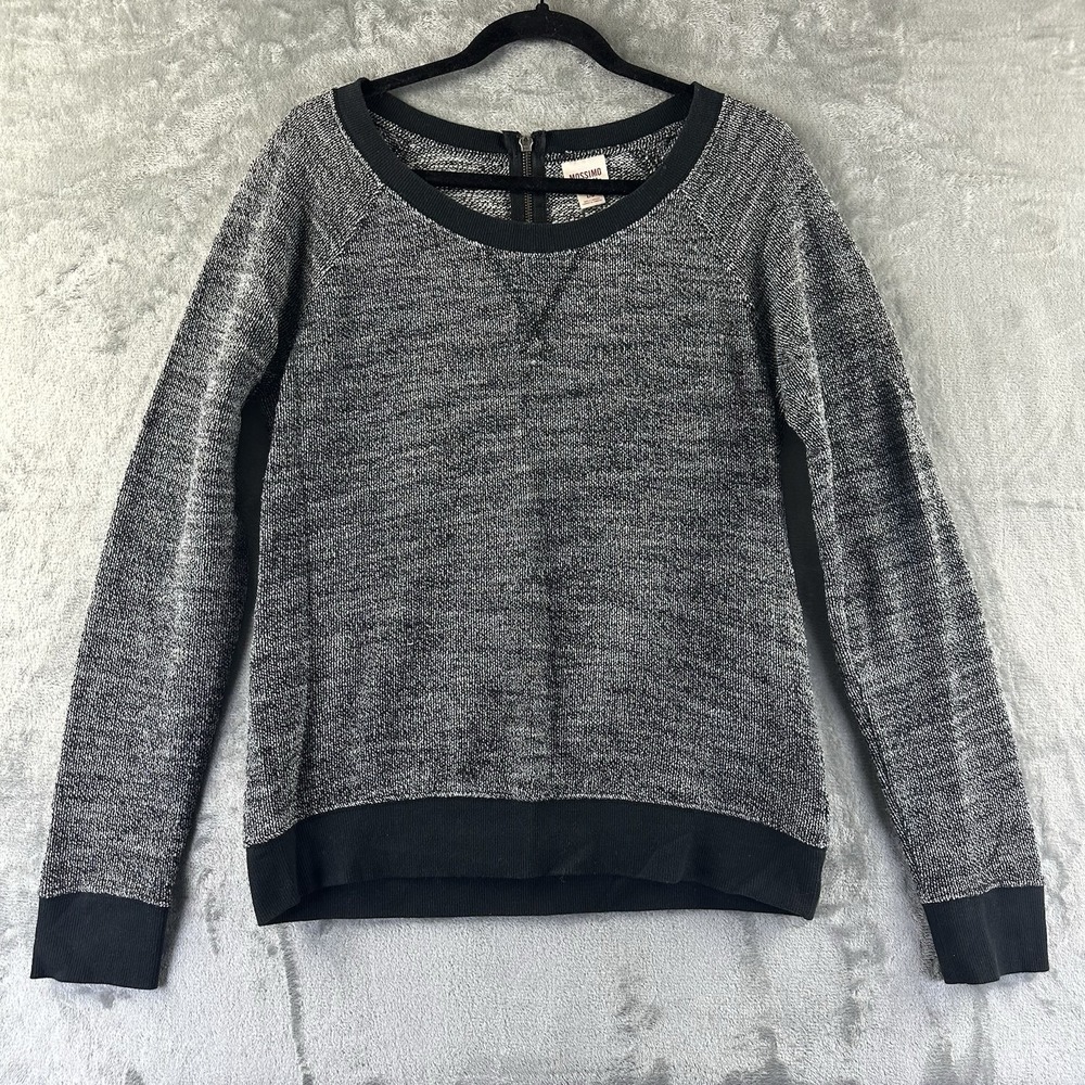 Mossimo Sweater Women's L Black & White Knit Zipper Closure
